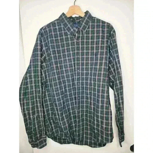 Ralph Lauren Other - Ralph Lauren‎ Shirt Mens XL Green White Tartan Plaid Pony Button Up 100% Cotton